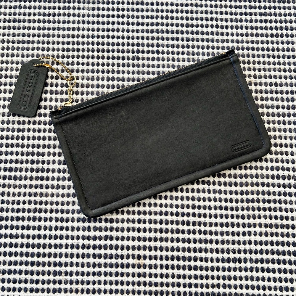 COACH Vintage Skinny Case Black Leather Cosmetic Pouch